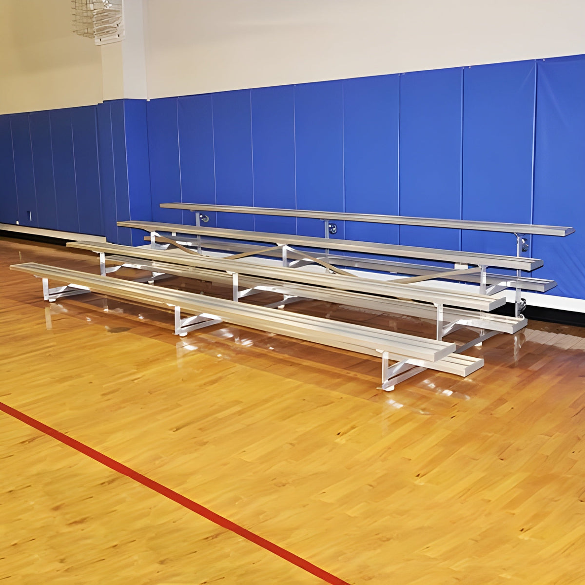 Bleacher 4 Row 21' Tip & Roll Portable Aluminum Bleacher - BLCH-421TRG