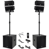 Proreck PA Speaker System 6000W Combo 4 Line Array Speakers and 15" Subwoofer with Bluetooth and Remote New - CLUB-6000