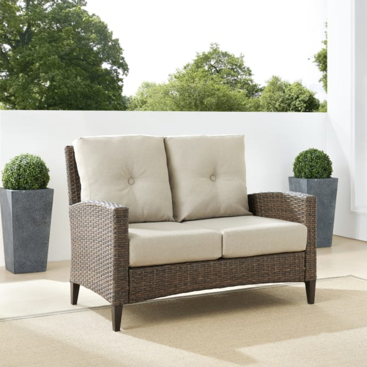 Crosley Rockport 53.25 Inch Outdoor Wicker High Back Loveseat Oatmeal - CO7161-LB