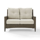 Crosley Rockport 53.25 Inch Outdoor Wicker High Back Loveseat Oatmeal - CO7161-LB