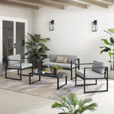 Crosley Hamilton 4pc Outdoor Metal Conversation Set Grey - CO7902MB-GY