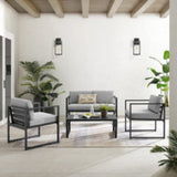 Crosley Hamilton 4pc Outdoor Metal Conversation Set Grey - CO7902MB-GY