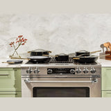 Caraway Deluxe Cookware Set in Black with Gold Handles