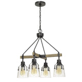 Cal Lighting 60W X 4 Aosta Metal Chandelier With Bubbled Glass Shades (Edison Bulbs Are Not Included) FX-3735-4
