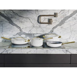 Caraway Non-Toxic and Non-Stick Cookware Set in White with Gold Handles