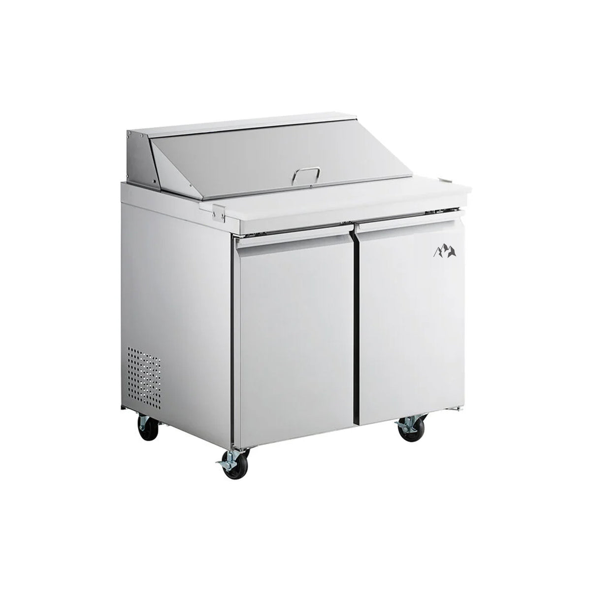 Chef AAA Commercial 36" Sandwich Prep Table Refrigerator 10 Pans 2 Door Stainless Steel 7.6 cu.ft. - SS-PT-36-HC