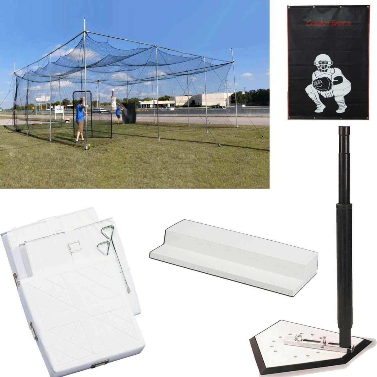 Cimarron Sports Diamond Deluxe 33'x32'x12' Cage Bundle - PKG-BBALL4