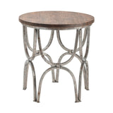 Crestview Collection Bengal Manor 23" x 23" x 24" Occasional Mango Wood And Steel Round End Table In Natural Wood and Nickel Finish - CVFNR364