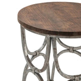 Crestview Collection Bengal Manor 23" x 23" x 24" Occasional Mango Wood And Steel Round End Table In Natural Wood and Nickel Finish - CVFNR364
