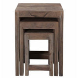 Crestview Collection Bengal Manor 25" x 16" x 24" Rustic Acacia Wood Set of Nested Tables In Natural Wood Finish - CVFNR516