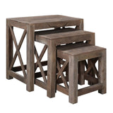 Crestview Collection Bengal Manor 25" x 16" x 24" Rustic Acacia Wood Set of Nested Tables In Natural Wood Finish - CVFNR516
