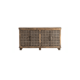 Crestview Collection Bengal Manor 38" x 72" x 18" 4-Door Rustic Brown Metal Lattice Work And Mango Wood Sideboard - CVFNR317