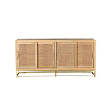 Crestview Collection Bengal Manor 68" x 14" x 32" 4-Sliding-Door Coastal Natural Cane Light Mango Wood Sideboard - CVFNR706