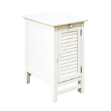 Crestview Collection Cape May 13" x 19" x 24" Traditional Wood Shutter Door and 1-Pull Shelf Chairside Table In Cottage White Finish - CVFZR1738