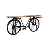 Crestview Collection HB Cruiser 73" x 14" x 34" Rustic Metal And Wood Console Table In Natural Wood and Black Finish - CVFNR769