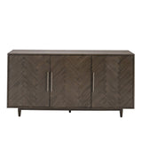 Crestview Collection Hawthorne Estate 70" x 18" x 36" 3-Door Traditional Wood Chevron Pattern Sideboard In Charcoal Gray Finish - CVFVR8132