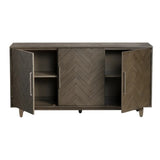Crestview Collection Hawthorne Estate 70" x 18" x 36" 3-Door Traditional Wood Chevron Pattern Sideboard In Charcoal Gray Finish - CVFVR8132