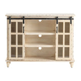 Crestview Collection Magnolia 48" x 14" x 36" 2-Door Traditional Metal And Wood  - CVFZR3519Sliding Console In Antique White Finish