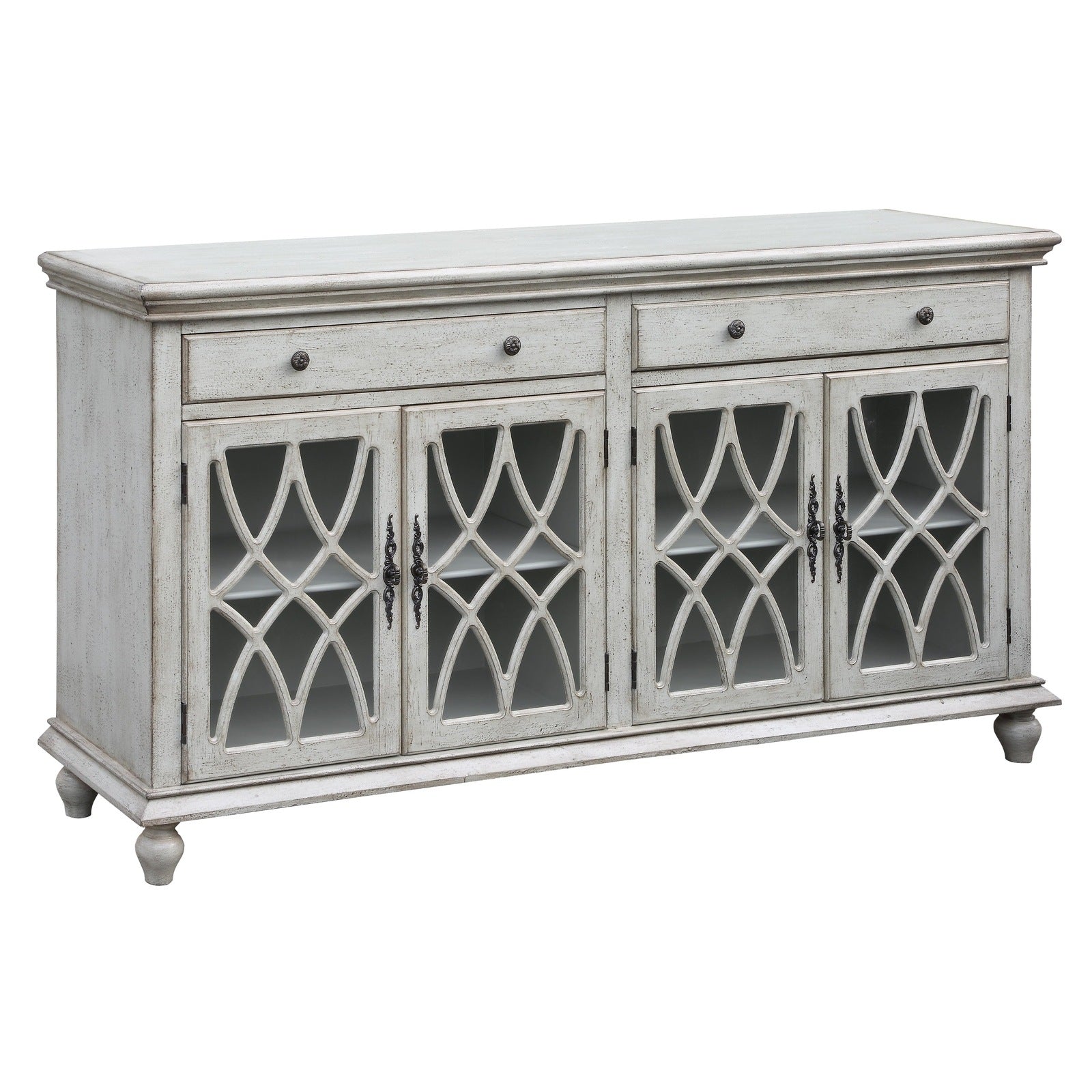 Crestview Collection Paxton 72" x 18" x 39" 2-Drawer 4-Door Traditional Pale Gray Wood Sideboard - CVFZR2175