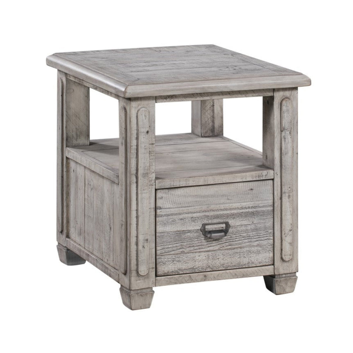 Crestview Collection Pembroke 21" x 23" x 24" 1-Drawer Occasional Plantation Recycled Pine Rectangle End Table In White Wash Finish - CVFVR8038