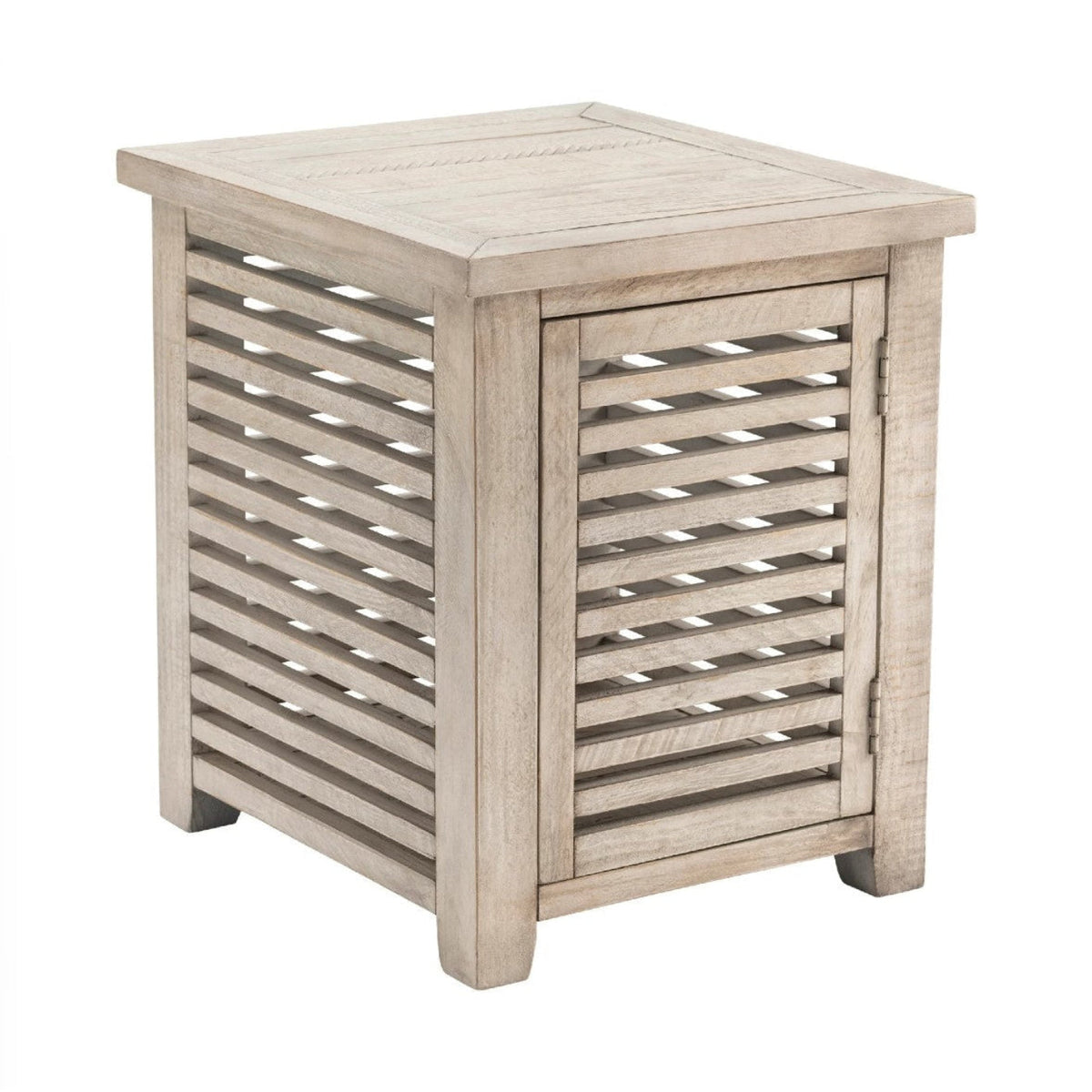 Crestview Collection Pembroke 22" x 20" x 24" 1-Door Occasional Plantation Recycled Pine Slated Rectangle End Table In Hudson Finish- CVFVR8128