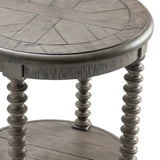 Crestview Collection Pembroke 23" x 23" x 24" Occasional Plantation Recycled Pine Turned Leg Round End Table In Distressed Gray Finish - CVFVR8034