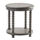 Crestview Collection Pembroke 23" x 23" x 24" Occasional Plantation Recycled Pine Turned Leg Round End Table In Distressed Gray Finish - CVFVR8034