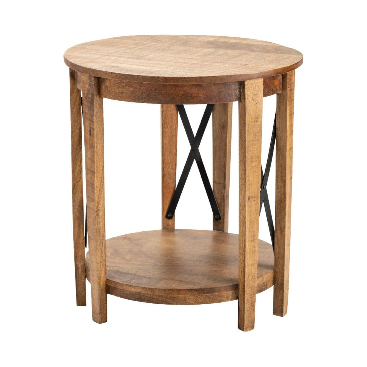 Crestview Collection Sutton Creek 23" x 23" x 25" Occasional Metal And Wood End Table In Natural Wood and Black Finish - CVFNR870
