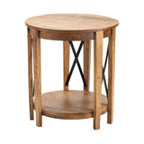 Crestview Collection Sutton Creek 23" x 23" x 25" Occasional Metal And Wood End Table In Natural Wood and Black Finish - CVFNR870