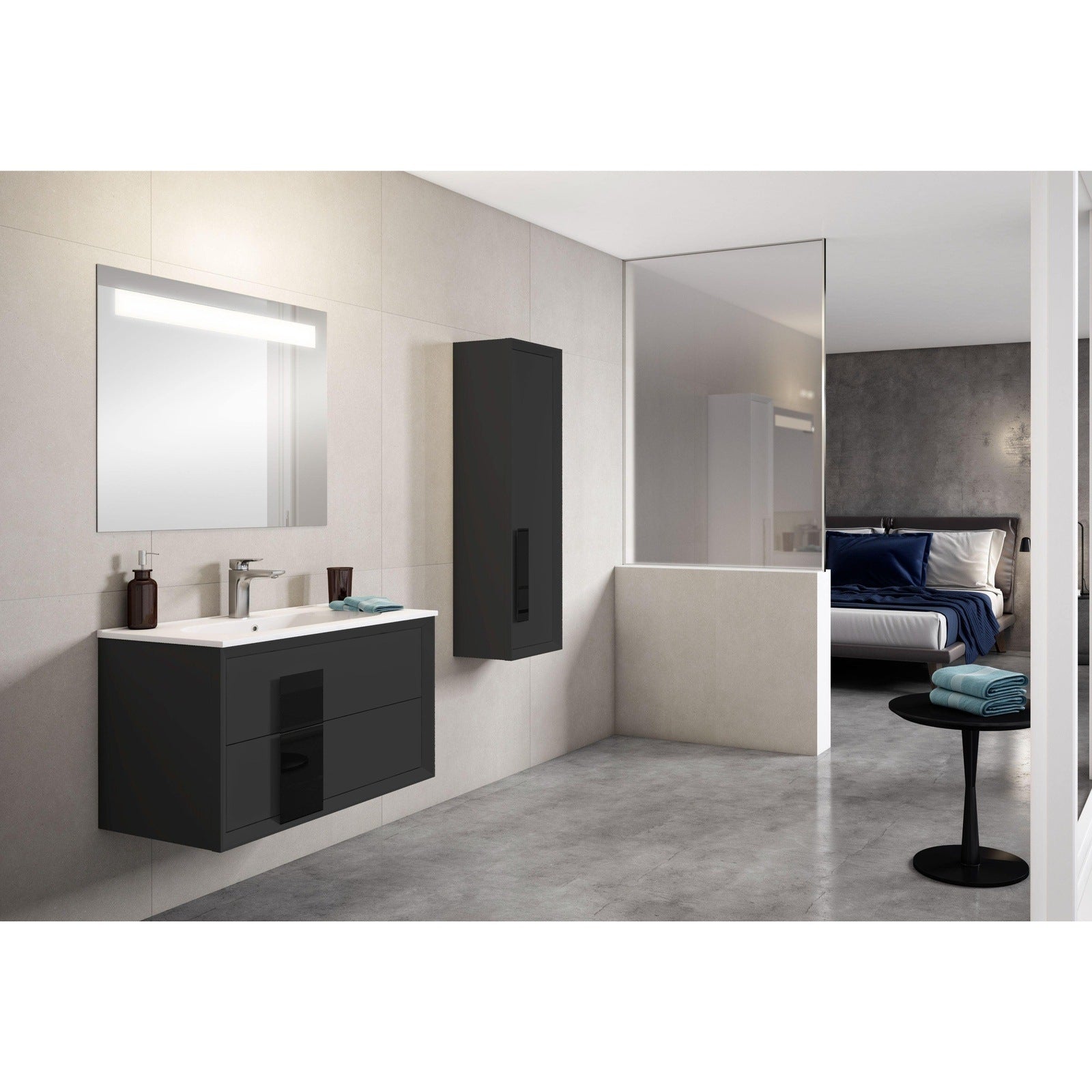 Lucena Bath 40" Décor Cristal Floating Vanity in White /Black / Grey - Backyard Provider