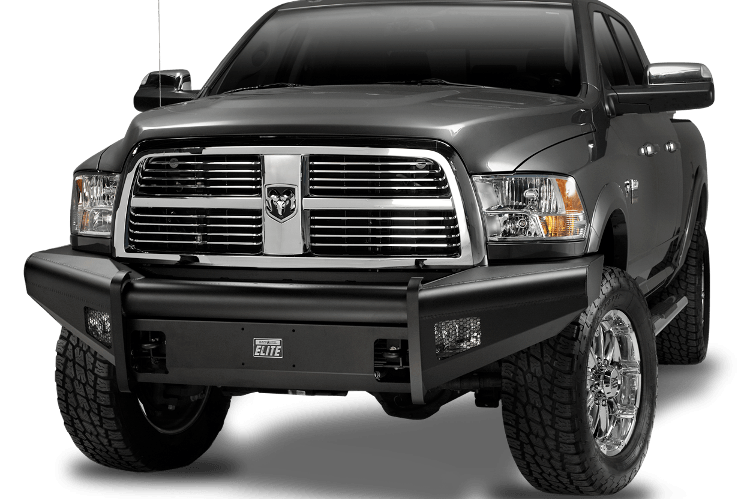 Fab Fours DR94-Q1561-1 Dodge Ram 2500/3500 1994-2002 Black Steel Elite Front Bumper No Guard with Tow Hooks - DR94-Q1561-1