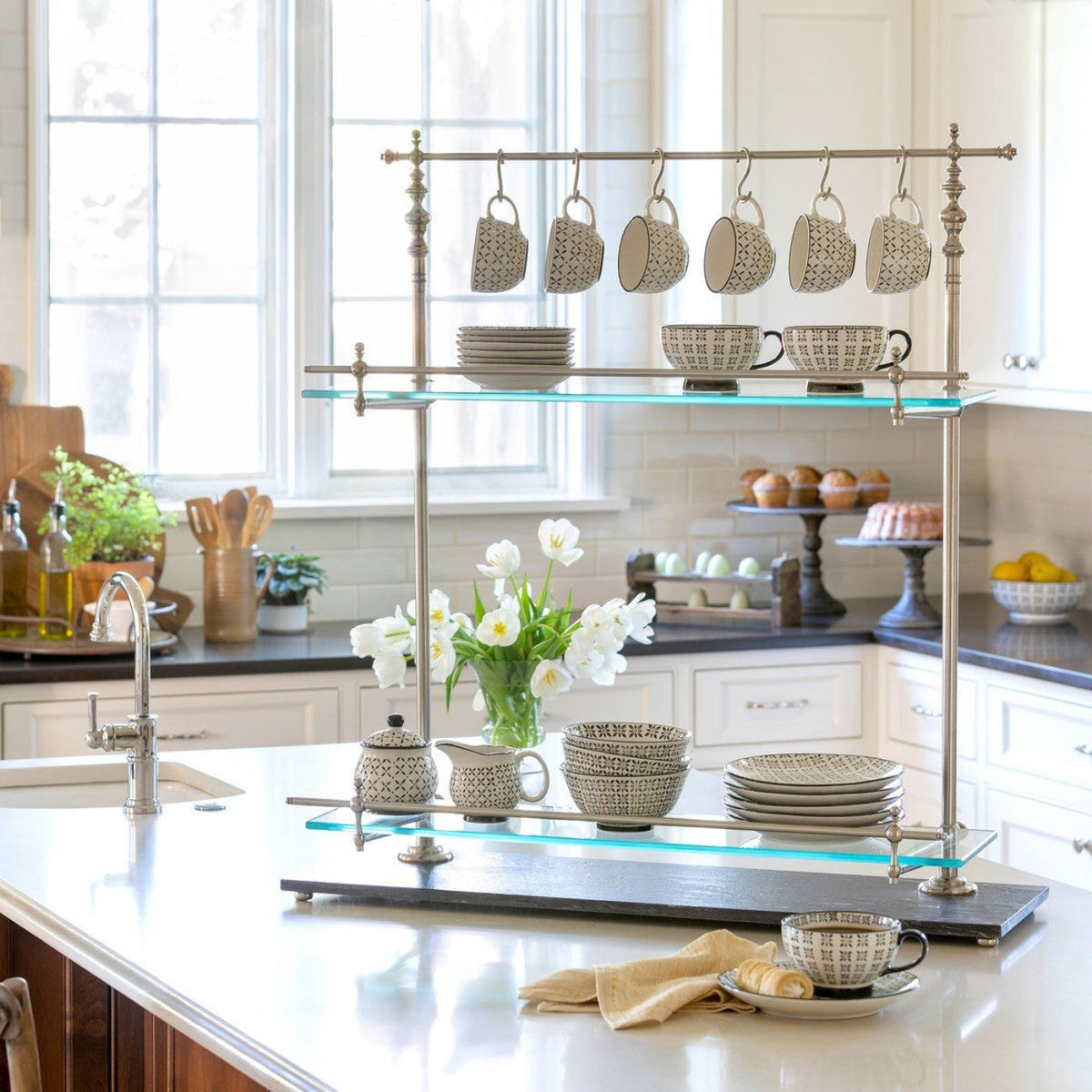 Park Hill Collection Park Hill Pantry & Cafe Black Marble and Iron Bistro Rack -  EAW20187