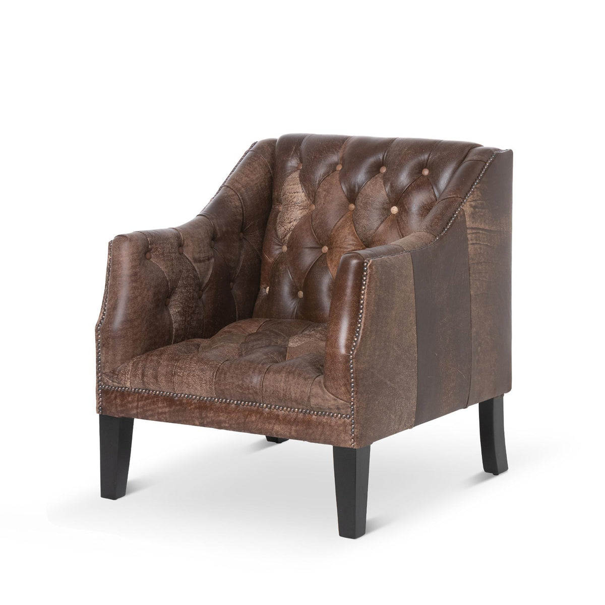 Park Hill Collection Brent Tufted Leather Club Chair in Vintage Umber -  EFS36166