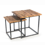 Park Hill Collection Lodge Railway Wood and Iron Nested Side Tables, Set of 2  - EFT06055