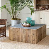 Park Hill Collection Coastal Cottage Aged Zinc Top Platform Coffee Table  - EFT06097