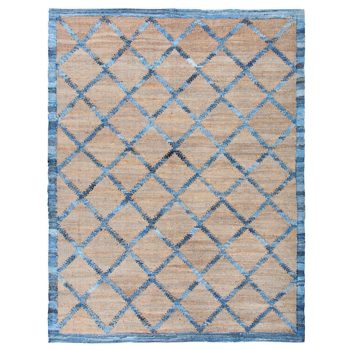 Park Hill Collection Coastal Cottage Hemp and Recycled Denim Windowpane Pattern Rug, 7'9" x 9'9" -  EHF06180
