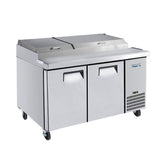 Frigos FGA-PZPT-2D-67 67" Two Solid Door Refrigerated Pizza Prep Table (9) 1/3 size pans - FGA-PZPT-2D-67