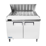 Frigos FGA-SPT-18P-48-MT 48" Two Door Mega Top Refrigerator Sandwich Prep Table (18) 1/6 size pans - FGA-SPT-18P-48-MT
