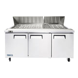 Frigos FGA-SPT-30P-73-MT 73" Three Door Mega Top Refrigerator Sandwich Prep Table (30) 1/6 size pans - FGA-SPT-30P-73-MT