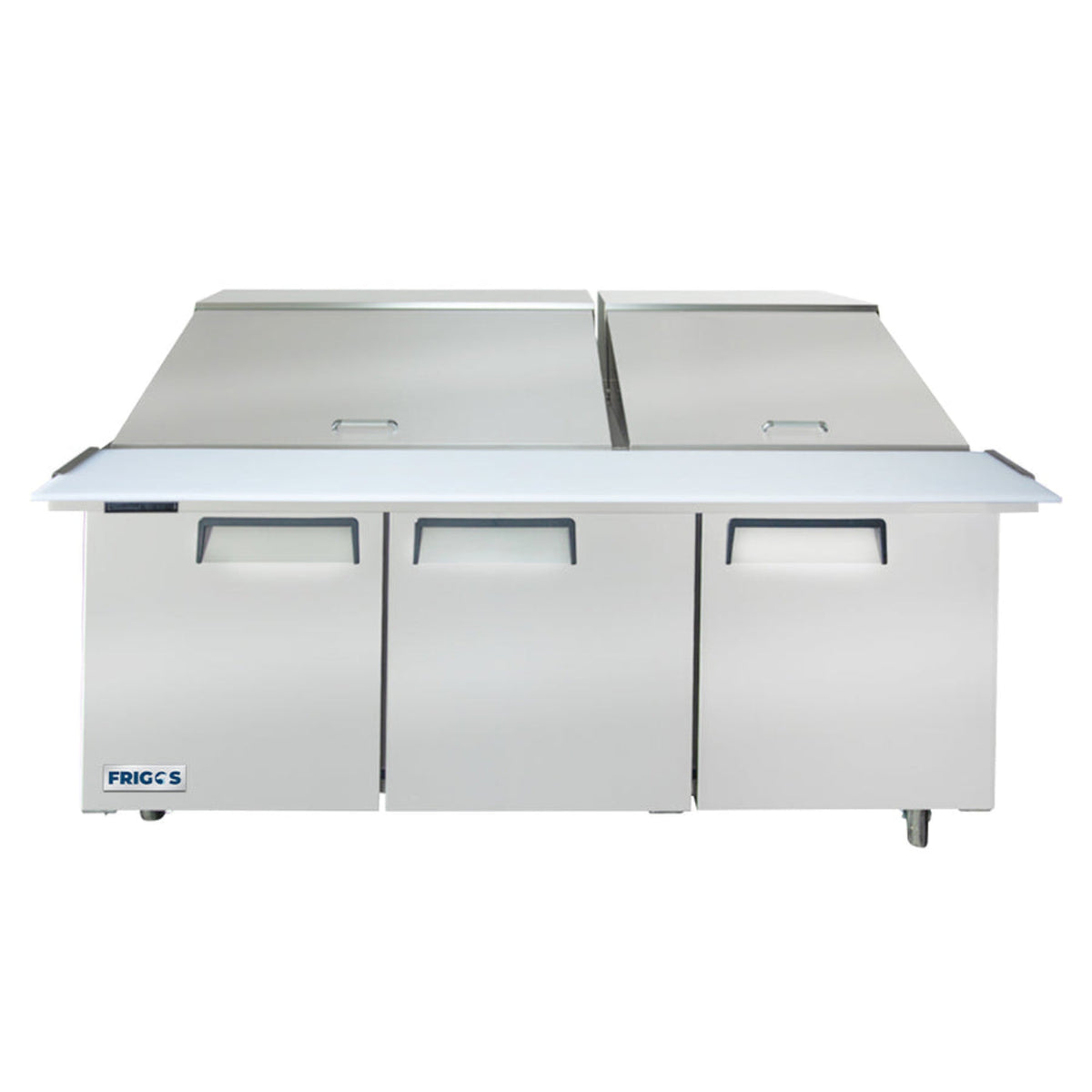 Frigos FGA-SPT-30P-73-MT 73" Three Door Mega Top Refrigerator Sandwich Prep Table (30) 1/6 size pans - FGA-SPT-30P-73-MT