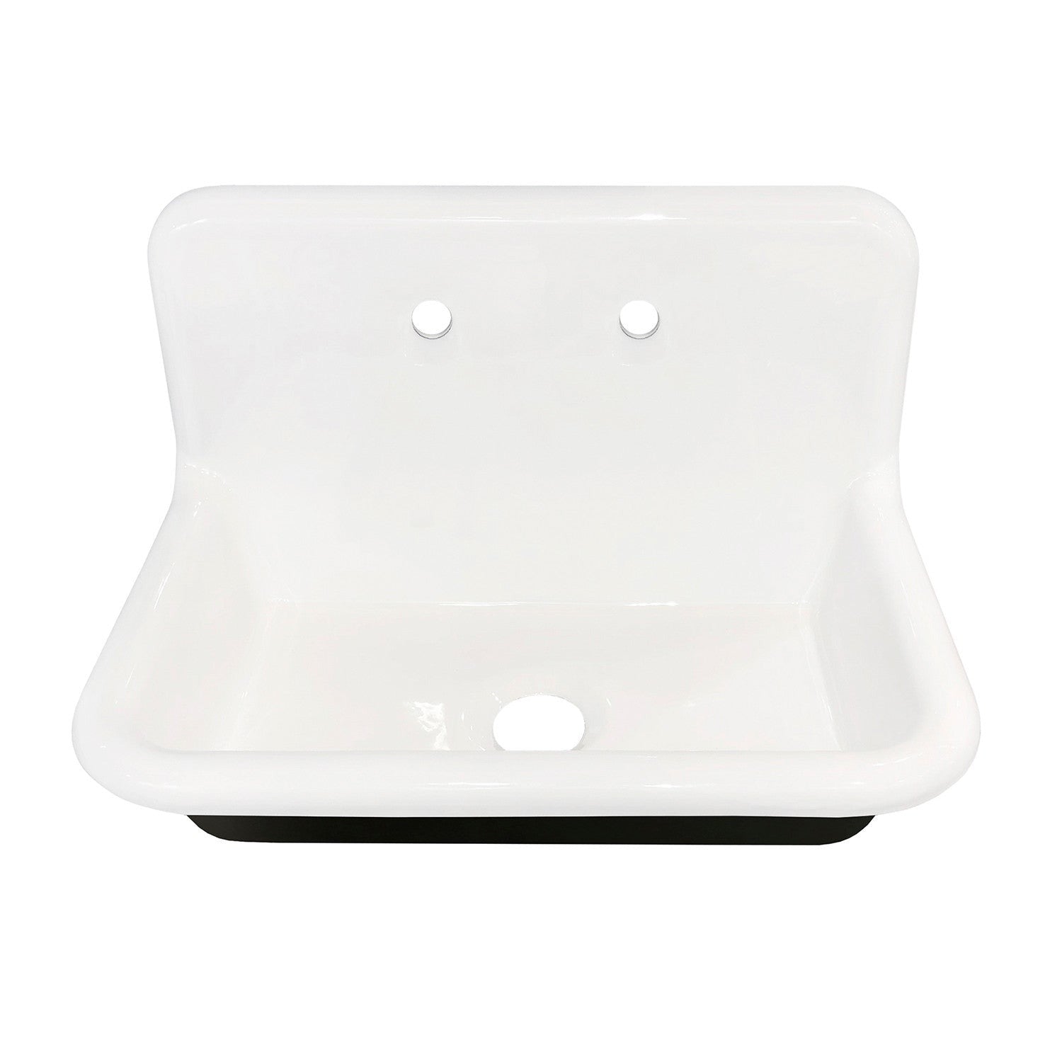 Kingston Brass 30 in. Cast Iron Single Bowl Wall Mount Sink, White - GCLWS302019