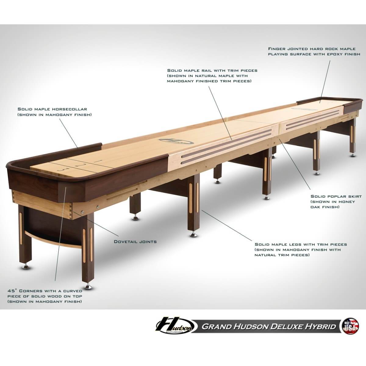 Grand Hudson Deluxe Hybrid Shuffleboard Table 9'-22'