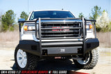 Fab Fours GMC Sierra 1500 2014-2015 Black Steel Elite Front Bumper Full Guard with Tow Hooks - GS14-R3160-1
