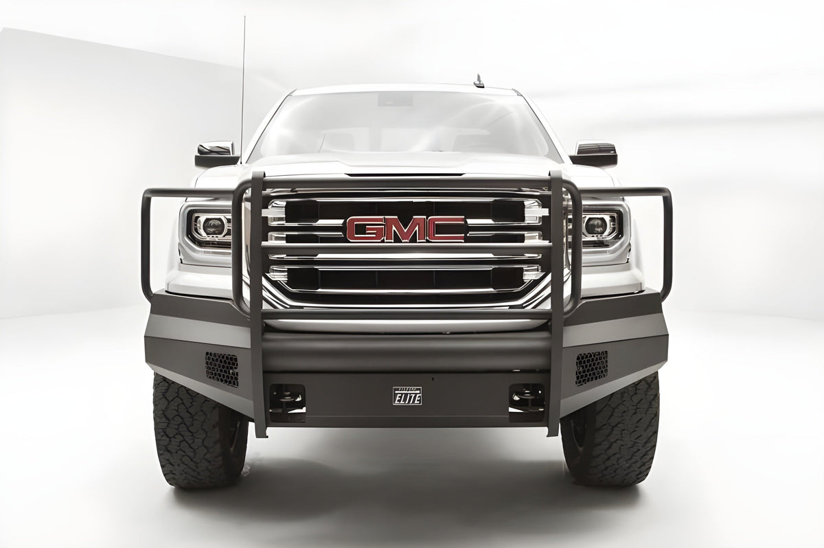 Fab Fours GMC Sierra 1500 2016-2018 Black Steel Elite Front Bumper with Full Guard - GS16-R3960-1