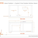 Haven Outdoor 72-Inch Outdoor Kitchen Island with 24-Inch Refrigerator, Gas Grill & Double Access Door - HCOY96REF-AB-LP