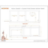 Haven Outdoor 96-Inch Outdoor Kitchen Island with Trash Center & 2 Drawer Cabinet space - HCOY96DRAWAB