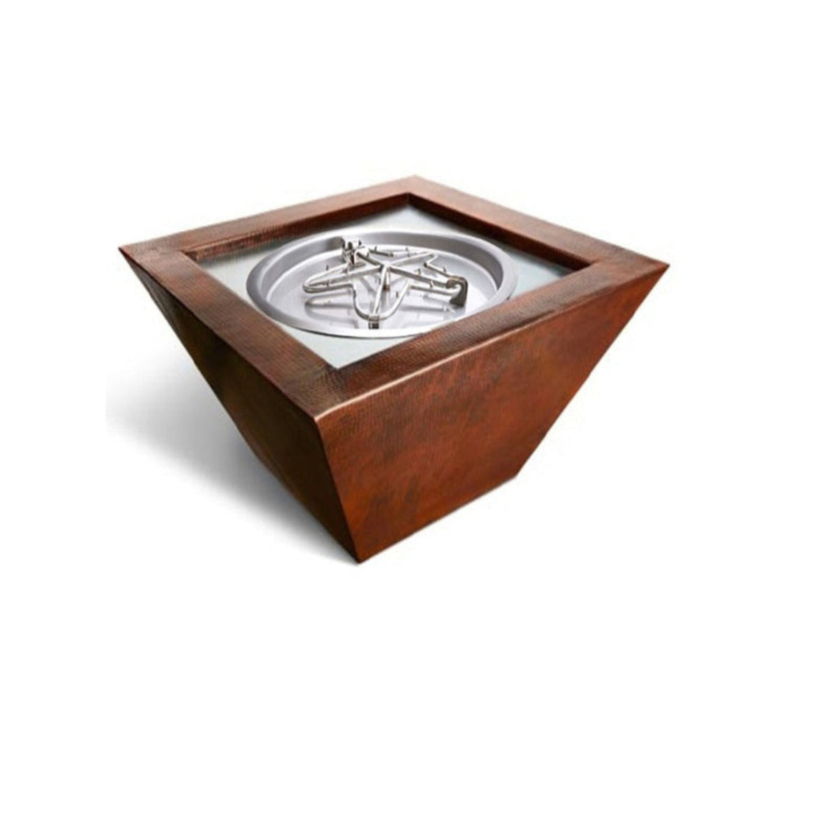 HPC Fire Sierra Smooth Copper Square Gas Fire Bowl - SIER36-MLFPK-LP