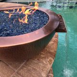 HPC Fire Tempe Hammered Copper Gas Fire and Water Bowl - TEMP31W-MLFPK-LP