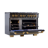 Kucht 48" 8 Burner Double Oven Propane Gas Dual Fuel Range in Titanium Stainless Steel with Digital Thermostat - KXD48/LP
