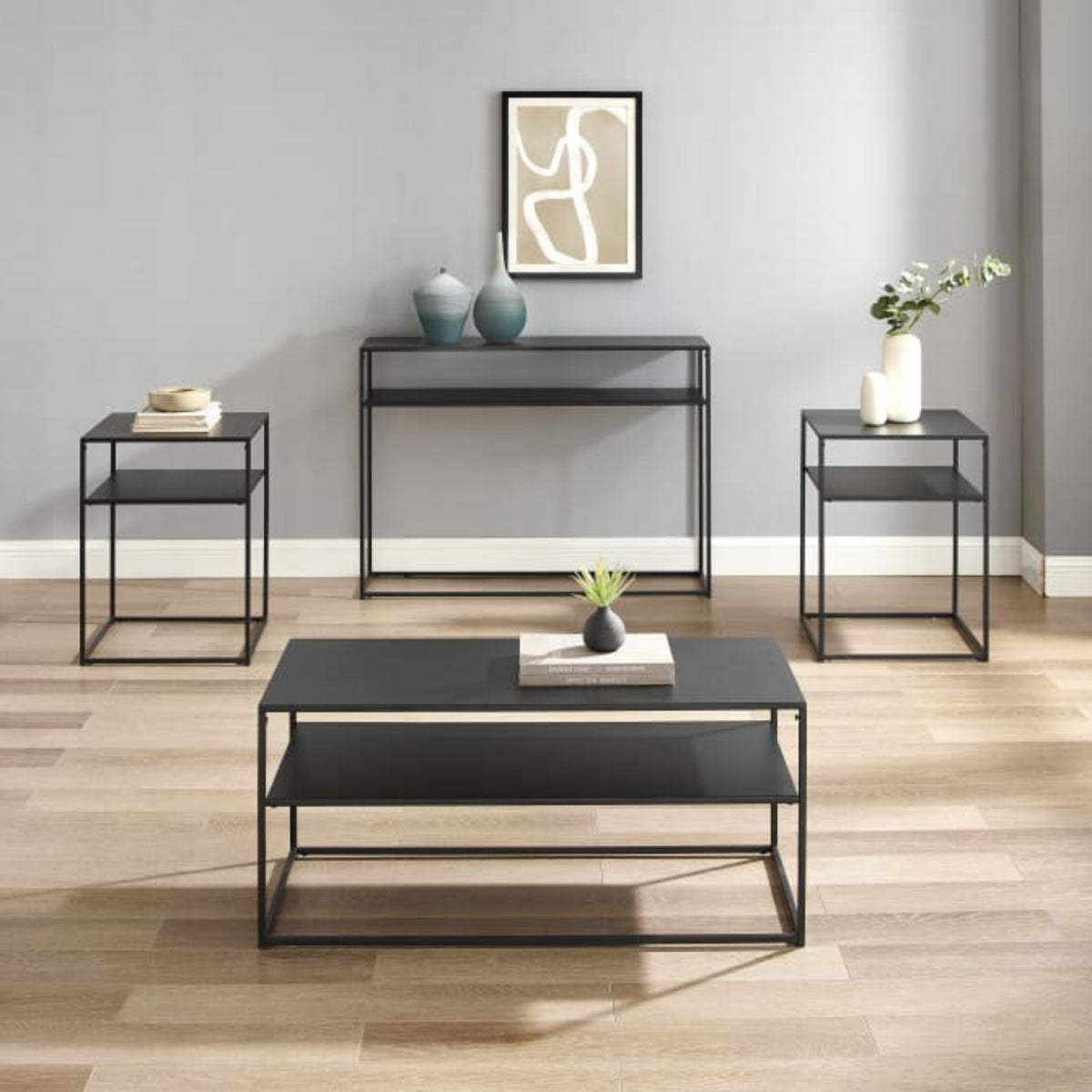 Crosley Braxton 4pc Coffee Table Set Matte-Black - KF14006MB